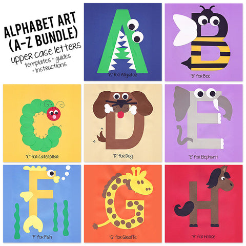 A to Z Alphabet Art Template, Upper Case Letters Bundle