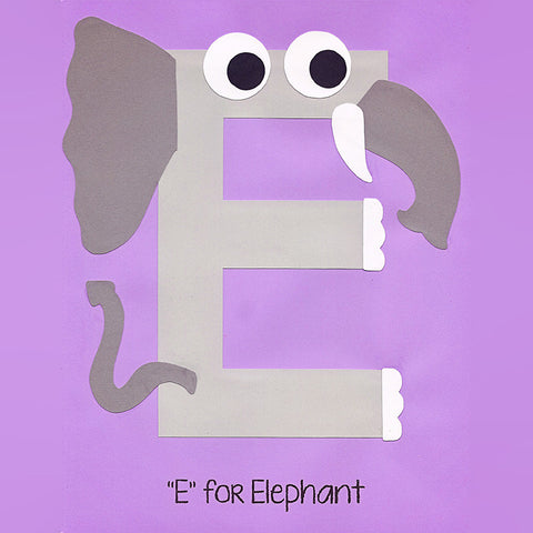 Alphabet Art Template - Upper E (Elephant)