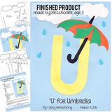 Alphabet Art Template - Upper U (Umbrella)